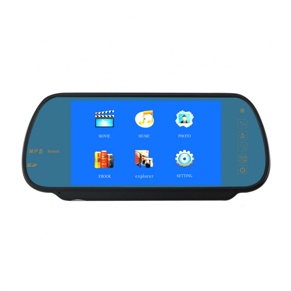 New 7Inches Car Rearview Mirror Display MP3 / MP4 Player Bluetooth Speaker Handsfree A2DP function Support Rear view camera