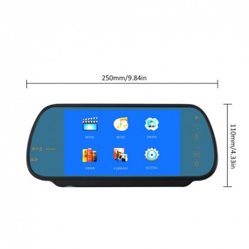 New 7Inches Car Rearview Mirror Display MP3 / MP4 Player Bluetooth Speaker Handsfree A2DP function Support Rear view camera