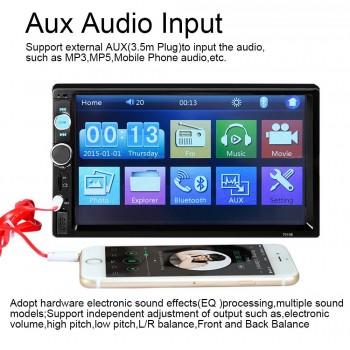 7010B Car Radio MP5 Player 2 Din 7inch Touch Screen Audio Stereo Bluetooth USB AUX Multimedia Player 7010B with Rear View Camera