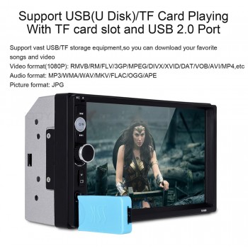 7010B Car Radio MP5 Player 2 Din 7inch Touch Screen Audio Stereo Bluetooth USB AUX Multimedia Player 7010B with Rear View Camera
