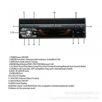 7 inch steering wheel control support Car Radio Bluetooth Stereo video Player Auxin MP4 MP5 Player USB TF FM car-styling 9601