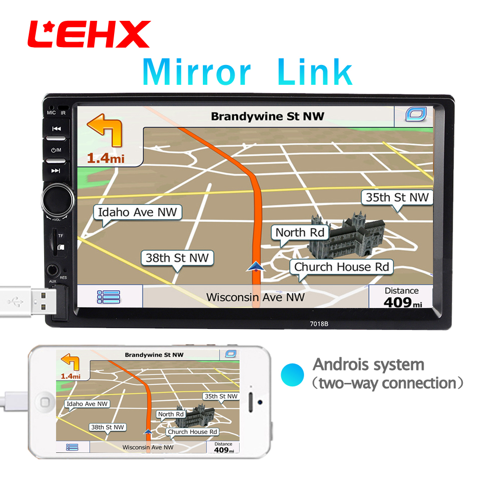 7 HD 2 Din Touch Screen Car MP5 Player Bluetooth Stereo FM Radio USB/TF AUX In With Rear View Camera Phone Mirror Link No GPS