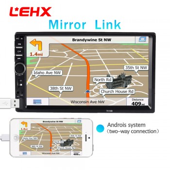 7 HD 2 Din Touch Screen Car MP5 Player Bluetooth Stereo FM Radio USB/TF AUX In With Rear View Camera Phone Mirror Link No GPS