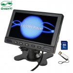 GreenYi 800x480 7 Car MP4 MP5 Video Player Parking Monitor Support FM transmitter SD USB Flash Built in Audio Speaker