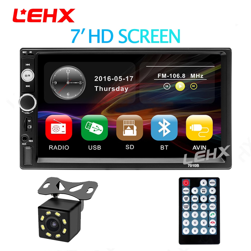 LEHX 2din 7010 Car Radio 7 Touch In Dash Auto audio Player MP5 Player Autoradio Bluetooth Rear View Camera Remote Control