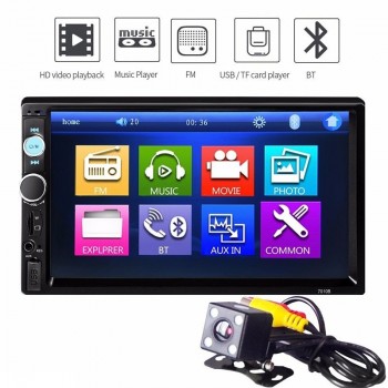 DHL 5 PCS 7 Inch Bluetooth V2.0 Car Audio Stereo Touch Screen MP5 Player With Car Rearview Camera 7010b