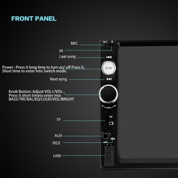DHL 5 PCS 7 Inch Bluetooth V2.0 Car Audio Stereo Touch Screen MP5 Player With Car Rearview Camera 7010b