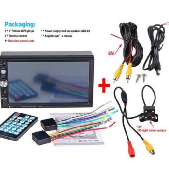 DHL 5 PCS 7 Inch Bluetooth V2.0 Car Audio Stereo Touch Screen MP5 Player With Car Rearview Camera 7010b