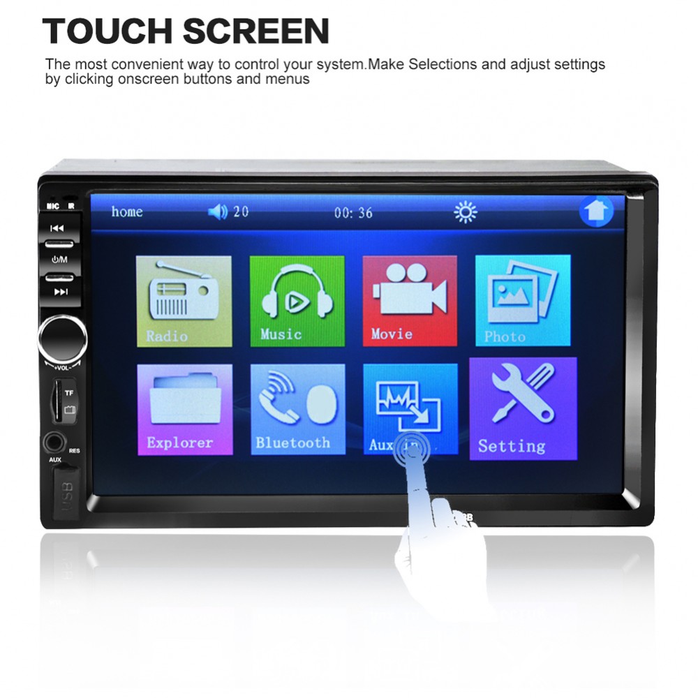 Universal 7 Inch Dual 2 Din Handsfree Car Bluetooth Audio MP5 Car Player 7018B 1080P HD Touch Screen  DVD Vedio Player SD USB FM