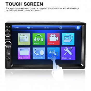 Universal 7 Inch Dual 2 Din Handsfree Car Bluetooth Audio MP5 Car Player 7018B 1080P HD Touch Screen  DVD Vedio Player SD USB FM