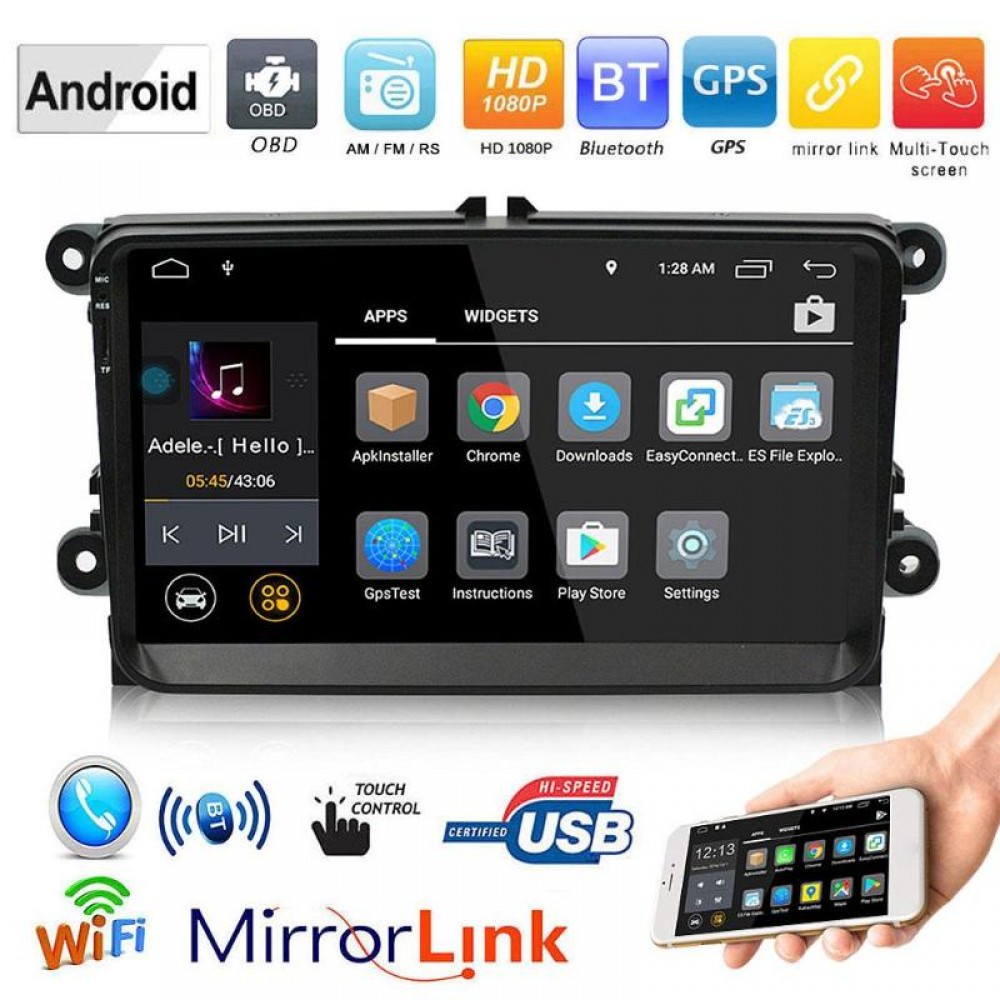 VODOOL 9 TFT 1Din Car WiFi Bluetooth MP5 Player Android GPS Navigation For VW Skoda Fabia Octavia Praktic Roomster Yeti Superb