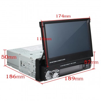 7 Inch Car Stereo Audio MP5 MP4 MP3 DVD Player Bluetooth AUX FM Radio Retractable with Remote control