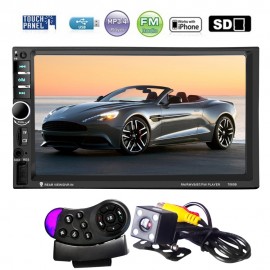 7 Inch HD Touch Screen 2 Din Bluetooth Auto Car Audio Stereo FM MP5 Player Support AUX USB TF Phone + Reverse Rearview Camera