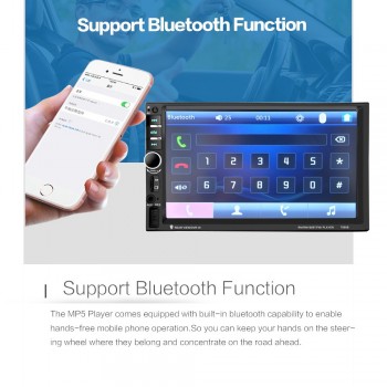 7 Inch HD Touch Screen 2 Din Bluetooth Auto Car Audio Stereo FM MP5 Player Support AUX USB TF Phone + Reverse Rearview Camera