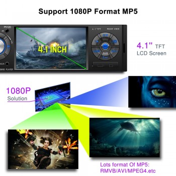 P5120 4.1 Inch 1 Din Bluetooth Car MP5 Player TFT Screen Stereo Audio FM Station Auto Video with Remote Control