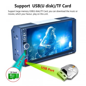 7 2-Din Car Touch Screen Stereo Bluetooth MP5 Player GPS AUX North America Map