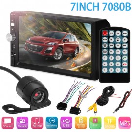 7 Inch 2DIN Car MP5 Player Remote control Bluetooth for Touch Screen Stereo Radio + HD Round Camera Rear View Camera  Car