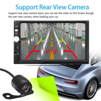 7 Inch 2DIN Car MP5 Player Remote control Bluetooth for Touch Screen Stereo Radio + HD Round Camera Rear View Camera  Car
