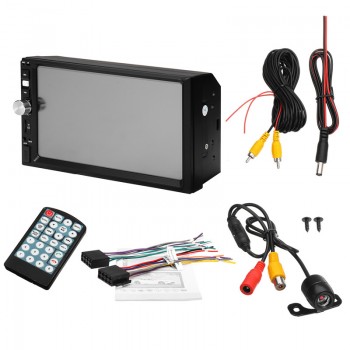 7 Inch 2DIN Car MP5 Player Remote control Bluetooth for Touch Screen Stereo Radio + HD Round Camera Rear View Camera  Car