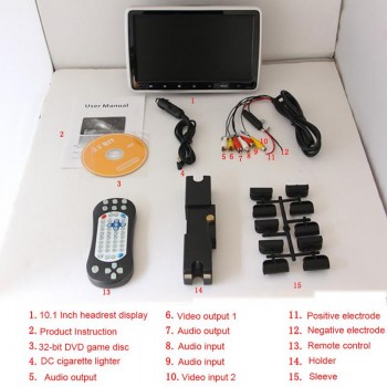 10.1 inch Digital Screen Touch Key Tablet-Style Car Headrest DVD Player Plug Play Rear-Seat Entertainment Vehicle Mounted MP5