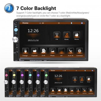 2DIN 7inch Car MP5 Player HD 1024*600 with Card Reader Radio FM Tuner Fast Car Stereo Audio Charge with Camera
