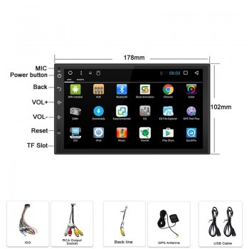 1 DIN Android 7.1 Car Radio Stereo Rotating Touch Screen
GPS/Bluetooth/FM/USB/SD Car Audio Multimedia Player