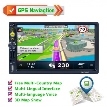 7 Inch 2 DIN Bluetooth Auto Multimedia Car Stereo MP5 Player GPS Navigation AM FM RDS Radio Support Mirror Link Rear View Camera