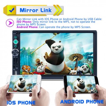 7 Inch 2 DIN Bluetooth Auto Multimedia Car Stereo MP5 Player GPS Navigation AM FM RDS Radio Support Mirror Link Rear View Camera