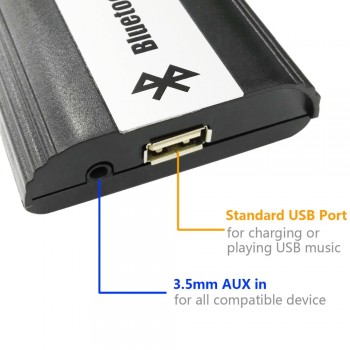 APPS2Car Bluetooth Hands Free Calling Adapter USB AUX Jack Interface for Peugeot 206 (1998-2007), 206CC (2004-2007)