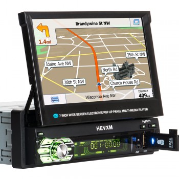 HD Car Touch Retractable Screen GPS Navigation Universal Multimedia 7inch Capacitive Cassette MP5 Player Bluetooth 1 Din