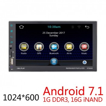 DC12V 2 DIN 71080P Touch Screen QUAD-core Android 7.1 GPS Navigation Bluetooth FM WiFi Auto Radio MP5 Player Rear View Camera