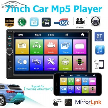 7018B 7 2 Din Touch Screen Car MP5 Player Auto Multimidia Video Player w/ 360 Rotation Magnet Phone Holder Support Mirror Link