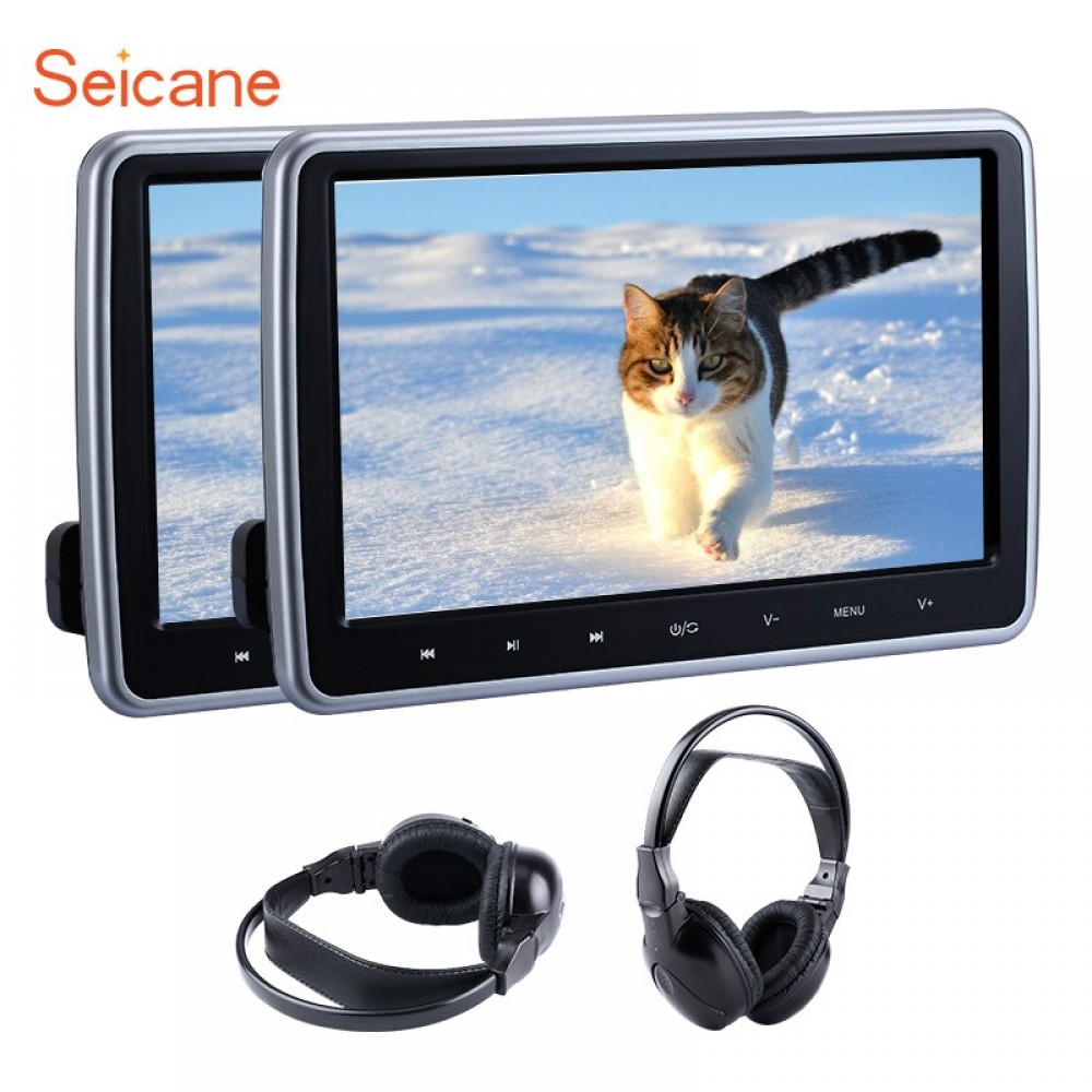 Seicane 10.1inch Headrest MP5 Player Rear Seat Entertainment Free Tilt Multilingual IR FM Transmitter Game Function SD USB