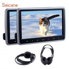Seicane 10.1inch Headrest MP5 Player Rear Seat Entertainment Free Tilt Multilingual IR FM Transmitter Game Function SD USB