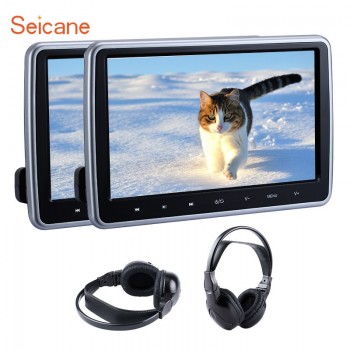 Seicane 10.1inch Headrest MP5 Player Rear Seat Entertainment Free Tilt Multilingual IR FM Transmitter Game Function SD USB