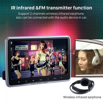 Seicane 10.1inch Headrest MP5 Player Rear Seat Entertainment Free Tilt Multilingual IR FM Transmitter Game Function SD USB