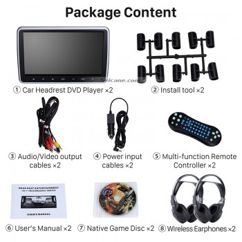 Seicane 10.1inch Headrest MP5 Player Rear Seat Entertainment Free Tilt Multilingual IR FM Transmitter Game Function SD USB