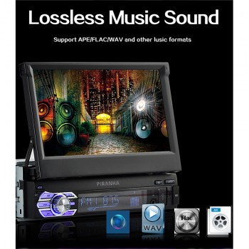 7 HD Touch Screen Retractable Screen Remote Control Multi Language Menu FM Radio Aux-in Car Stereo MP3 MP4 Support USB/SD