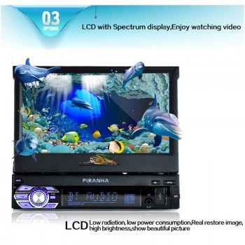 7 HD Touch Screen Retractable Screen Remote Control Multi Language Menu FM Radio Aux-in Car Stereo MP3 MP4 Support USB/SD