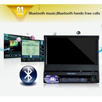 7 HD Touch Screen Retractable Screen Remote Control Multi Language Menu FM Radio Aux-in Car Stereo MP3 MP4 Support USB/SD