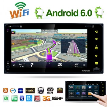 7 Android 6.0 HD Touch Screen 2DIN Car Radio Stereo GPS AM/FM MP5 Player 3G/Wifi Bluetooth For Toyota 200MM * 100MM