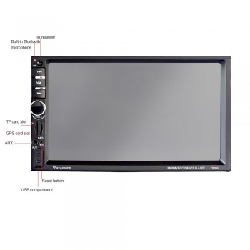 7020G 7 Touch Screen Car Radio DVD MP5 Video Player+Rear Camera Bluetooth FM GPS Navigation Steering Wheel Remote Control