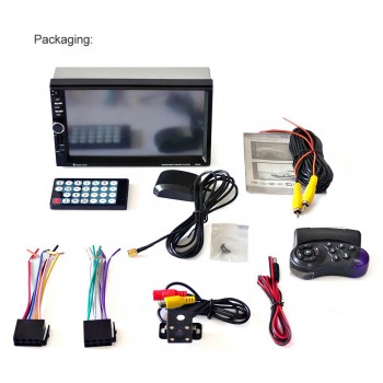 7020G 7 Touch Screen Car Radio DVD MP5 Video Player+Rear Camera Bluetooth FM GPS Navigation Steering Wheel Remote Control