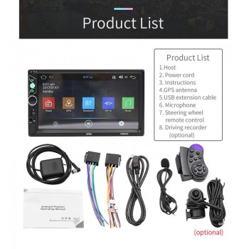 7 Inch Android System High-Definition Car MP5 Player Bluetooth Support Double Spindle GPS Navigation Integrated Model 1989AD