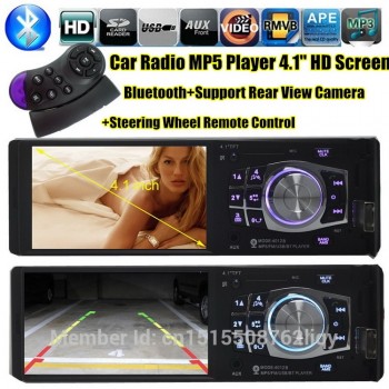 2015 4.1HD Car Radio Player MP5 FM/USB/USB port Steering wheel controller Car Audio Auto Steoro in single din size bluetooth