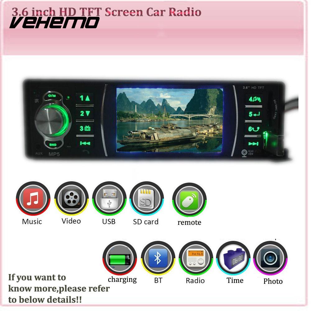 Vehemo Bluetooth FM/USB/AUX Multimedia Player Video Player Audio Car MP5 Automotive FM Radio 3.6 Car Stereo