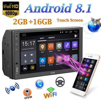 SWM A1 2Din 7 Touch Screen Bluetooth WiFi Car MP5 Player Android 8.1 GPS Navigation FM AM Radio Stereo Media Player With Camera