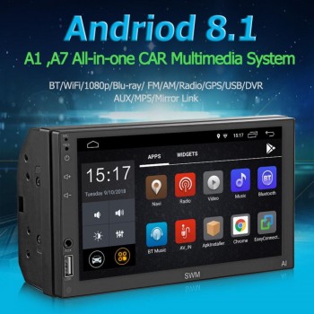 SWM A1 2Din 7 Touch Screen Bluetooth WiFi Car MP5 Player Android 8.1 GPS Navigation FM AM Radio Stereo Media Player With Camera