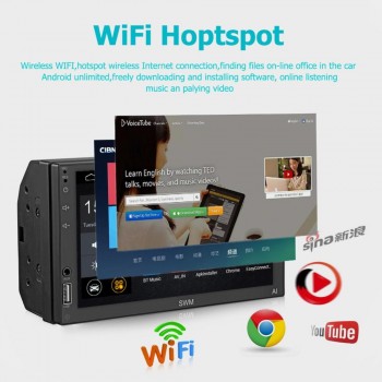 SWM A1 2Din 7 Touch Screen Bluetooth WiFi Car MP5 Player Android 8.1 GPS Navigation FM AM Radio Stereo Media Player With Camera