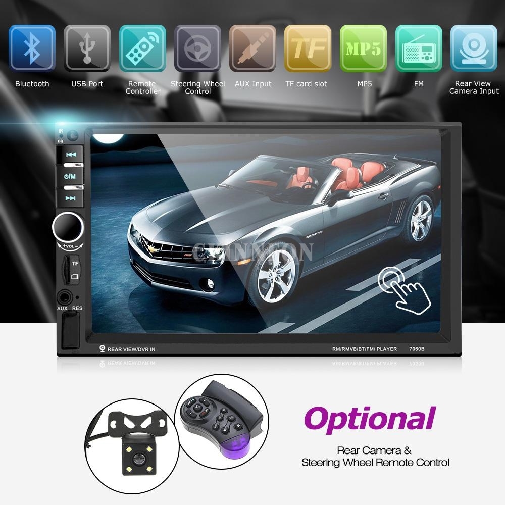DHL 5 PCS 7 Inch Car Video 7060B 2din Car Radio with Rearview Camera MP5 Player Support Microphone BT